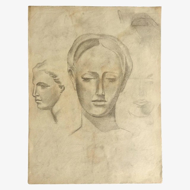 Figurative Pair of Vintage Figurative Charcoal Studio Sketches/Michelangelo Dying Slave(1946) For Sale - Image 3 of 8