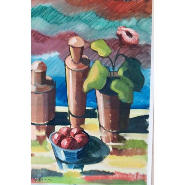 Bror Göransson, Flower Pot and Fruit, 1970s, Oil on Canvas, Framed For Sale - Image 8 of 11