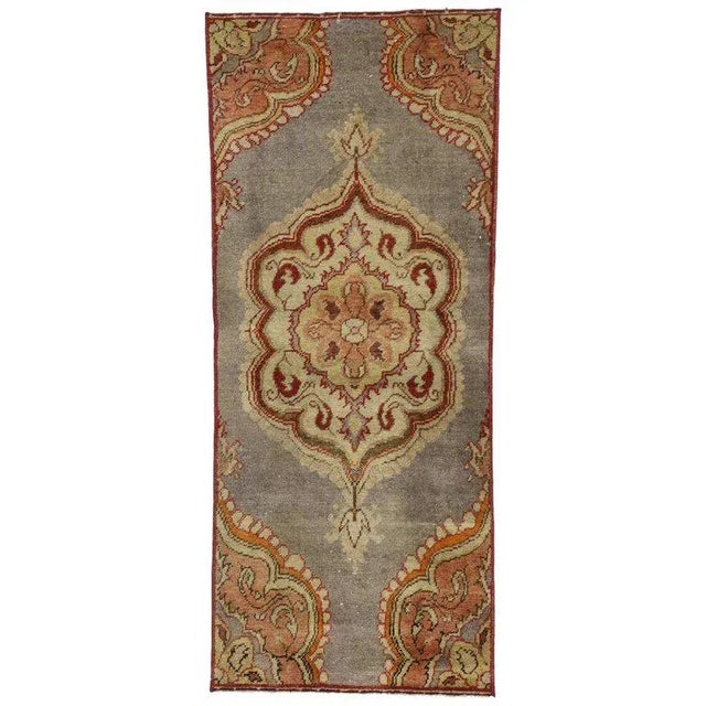 Textile Vintage Mid-Century Turkish Oushak Rug - 2′ × 4′10″ For Sale - Image 7 of 7