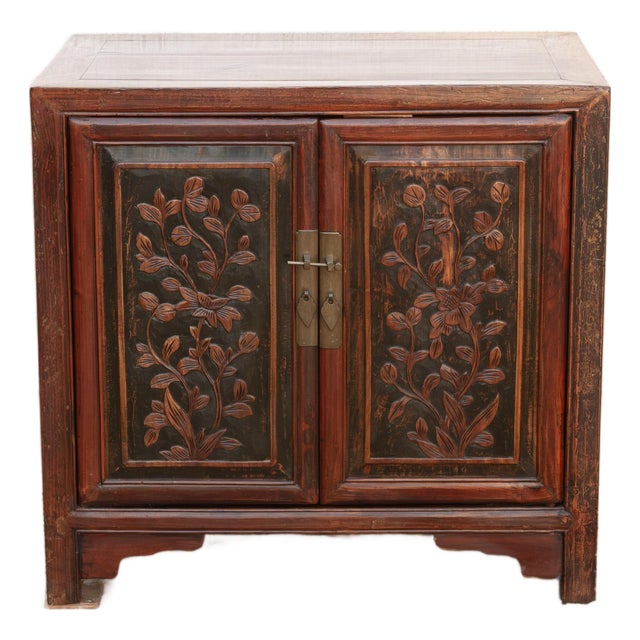 Finely Carved Antique Chinese Cabinet For Sale