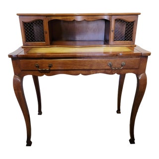 Vintage Drexel Heritage French Country Provincial Writing Desk Wire Doors For Sale