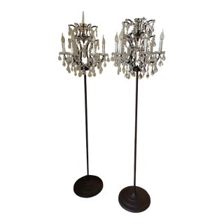 Restoration Hardware Rococo Iron & Crystal Floor Lamps - Set of 2 For Sale