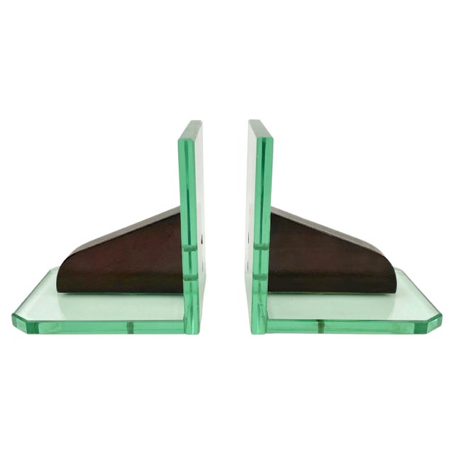Glass & Wood Bookends, Italy, 1950s, Set of 2 For Sale - Image 14 of 14