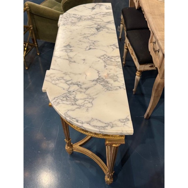 French 19th Century French Carved and Giltwood Console With Marble Top For Sale - Image 3 of 7