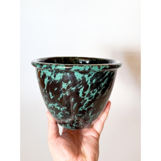 Bennington Potters Late 20th Century Bennington Pottery Vermont Green Agate Splatterware Bowl For Sale - Image 4 of 6