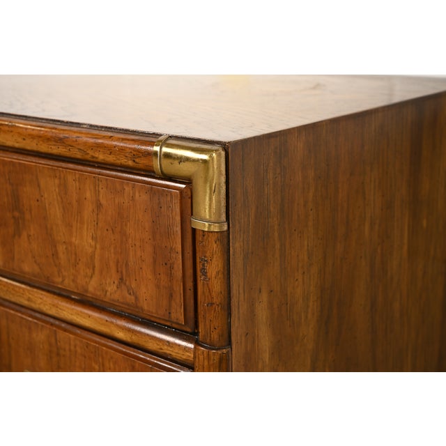 Drexel Heritage Mid-Century Modern Hollywood Regency Campaign Walnut Nightstand, 1970s For Sale - Image 10 of 17