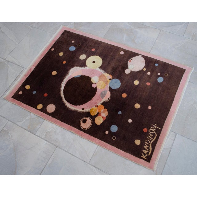Kandinsky - Several Circles - Inspired Hand Knotted Area Rug One of a Kind Small Rug- 2′7″ × 3′8″ For Sale - Image 16 of 16
