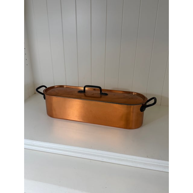 Copper Vintage French Copper Fish Poacher With Original Insert and Lid, Circa 1950–1970 For Sale - Image 8 of 11