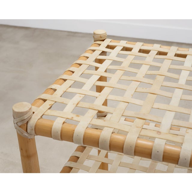 Tan McGuire Antalya Leather Four-Tier Rattan Étagère Plant Stand For Sale - Image 8 of 18