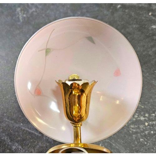 Metal French Bronze Sconces with Powder Pink Glass Shades, France, 1950s, Set of 2 For Sale - Image 7 of 10