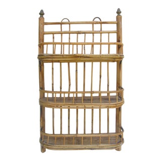 Boho Chic Bamboo / Rattan Wall Shelf For Sale