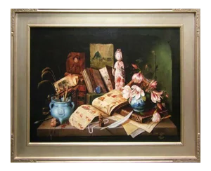 "Discovery" Contemporary Still Life Giclee Print on Canvas by Antal Goldfinger, Framed