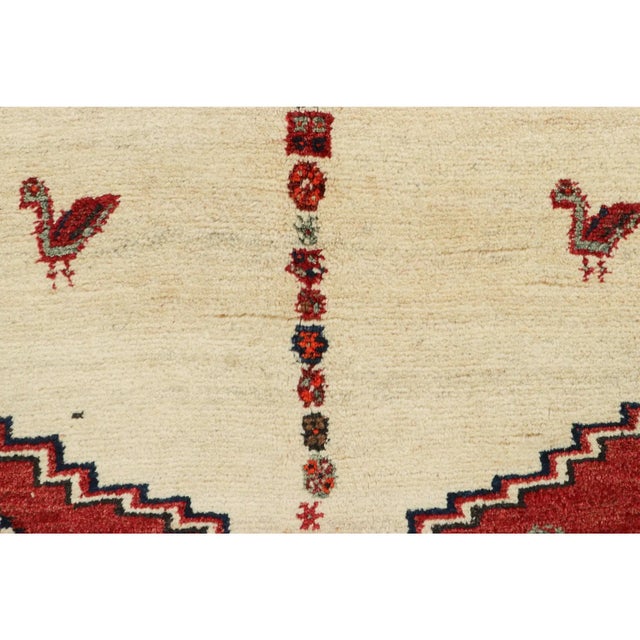 Tribal Antique Gabbeh Persian Tribal Rug, Beige With Geometric Medallion - Rug & Kilim For Sale - Image 3 of 8