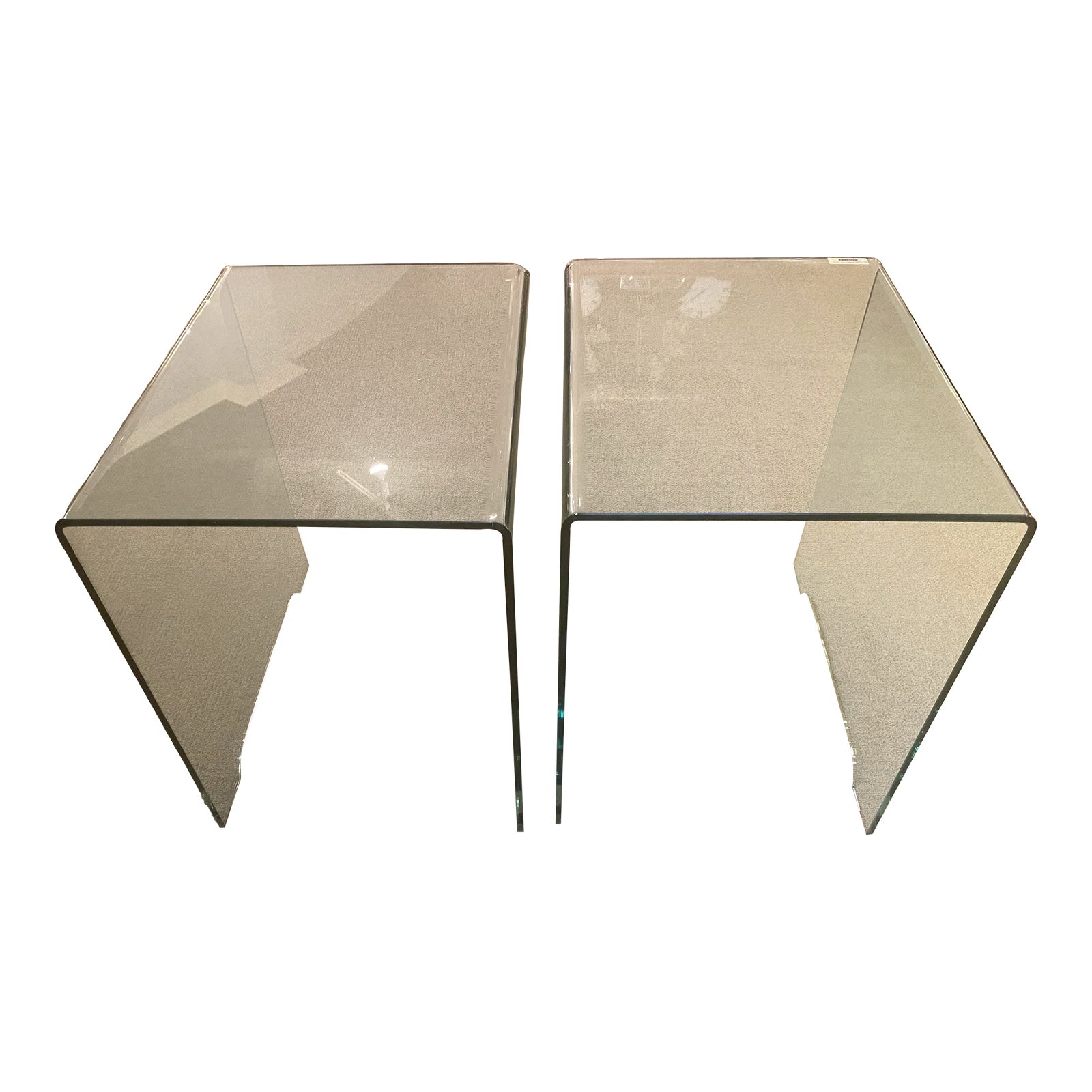 Late 20th Century Pair of Glass Waterfall End Tables Chairish