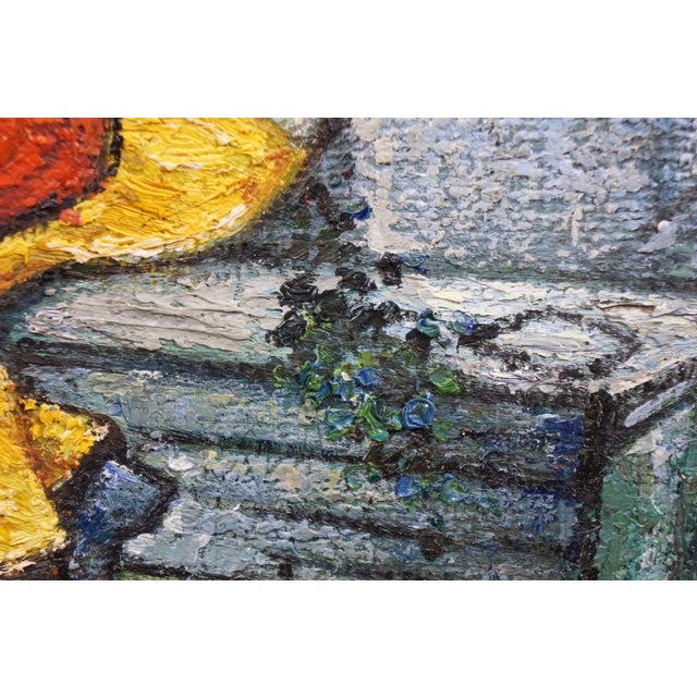 Late 20th Century The Lovers Embrace at Moonlight Oil Painting After Marc Chagall 29" For Sale - Image 6 of 12