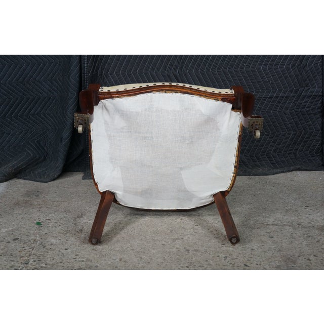 Antique 19th C. Mahogany Regency Empire Klismos Library Desk Gondola Arm Chair For Sale - Image 17 of 18