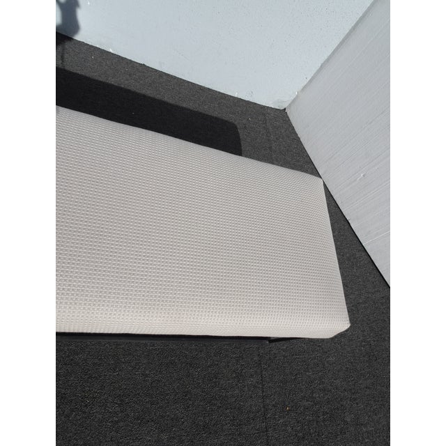 Modern White Bed Side Bench With Iron Base & Designer Fabric For Sale - Image 12 of 14