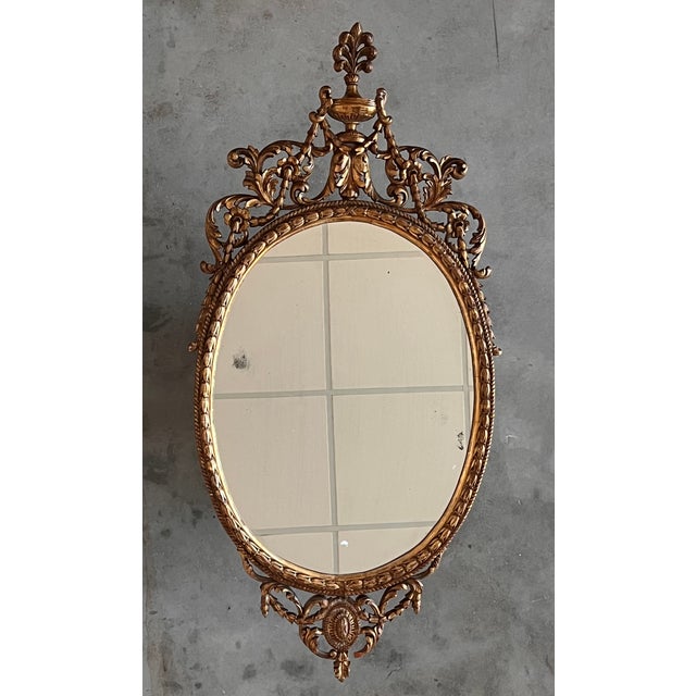 Neoclassical Late 18th Century Oval Gilt Mirror For Sale - Image 3 of 7