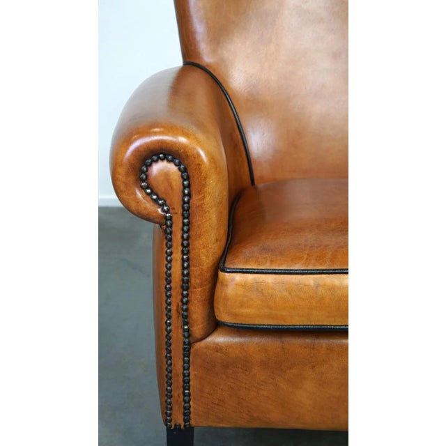 Sheepskin Leather Armchair For Sale - Image 10 of 11