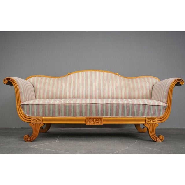 Wood Biedermeier Style Sofa in Birch, Early 20th Century For Sale - Image 7 of 17