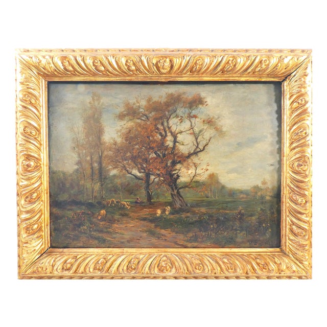 Vittorio Bussolino, Landscape Painting, Late 19th Century, Oil on Panel, Framed For Sale