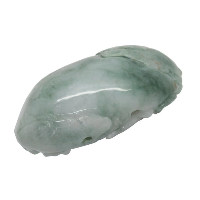 1980s Natural Jade Chinese Carved Dragon Flying on Ocean Cloud Ornament Belt Plate Pendant For Sale - Image 5 of 7