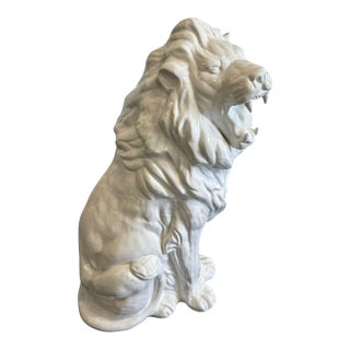 1970s Vintage Blanc De Chine Large Ceramic Lion Statue For Sale