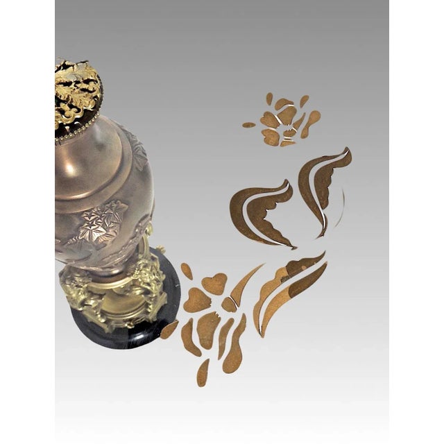 Metal Messenger Phipson Antique Side or Occasional Table, Japanese Meiji Bronze With Cherubs (Putti), Glass & Gilt Top - England For Sale - Image 7 of 11