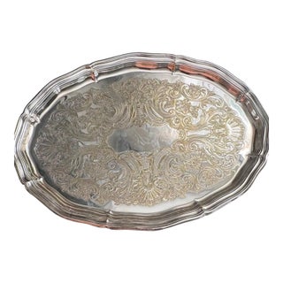 1960s Silver Plate Tray For Sale