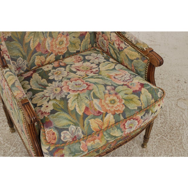 Antique French Style Needlepoint Wing Chair For Sale - Image 11 of 13