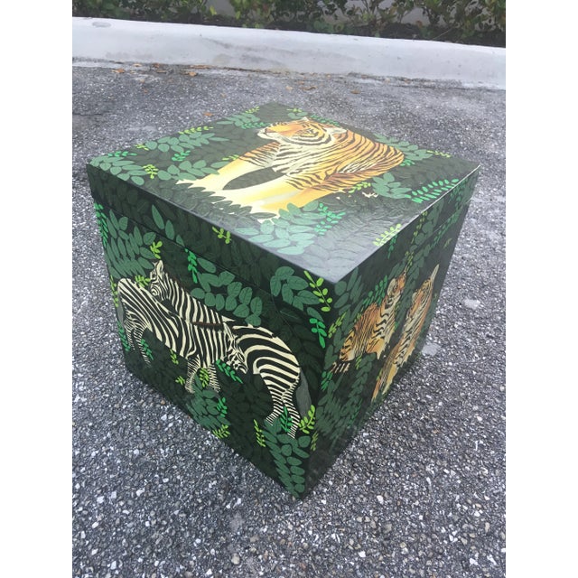 Safari 1980s Green Painted Lacquered Animal Box For Sale - Image 3 of 13