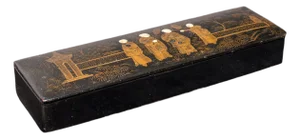 Antique Calligrapher's Pen Box, Lacquered, Quill Case, Chinoiserie, Victorian