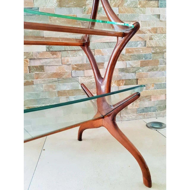 Brown Italian Teak Side Table by Cesare Lacca, 1950s For Sale - Image 8 of 18