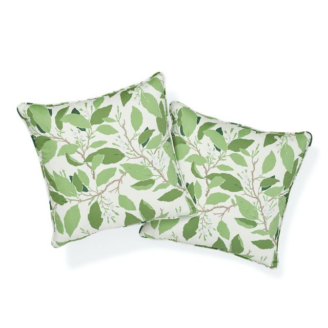 This pillow features Dogwood Leaf by Miles Redd for Schumacher with a Self-Welt finish. Hand painted in our studio under...