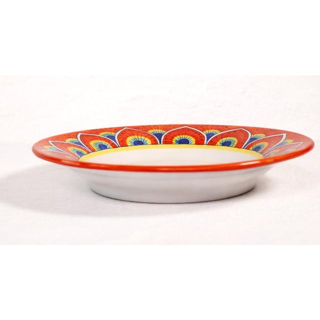Red Intreccio Red 4-Piece Place Setting | Hand-Painted Italian Dinnerware From Deruta For Sale - Image 8 of 12