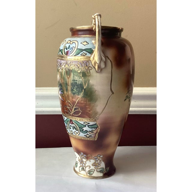 Japanese Vintage Japanese Hand Painted Porcelain Vase, Bird-Design, 12 3/4” T For Sale - Image 3 of 12