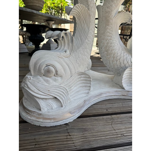White Painted Round Dolphin Pedestal Dining Table For Sale - Image 8 of 12