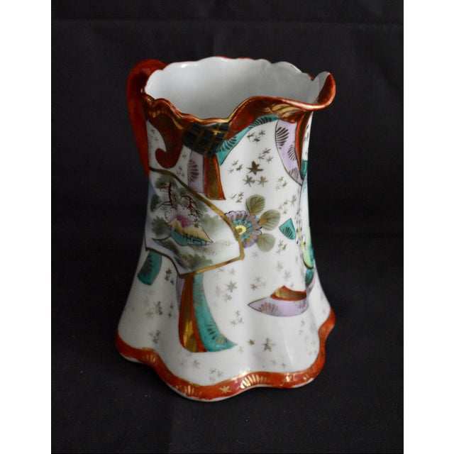 Antique Porcelain Pitcher Japanese Kutani Geisha Ware Hand Painted Gold Red Jug For Sale In Philadelphia - Image 6 of 12