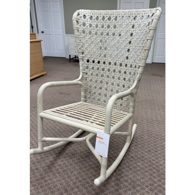 Mid-Century Modern Pair of Nicole Hollis for McGuire Furniture Rattan Exalt Rocking Chairs For Sale - Image 3 of 12