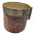 Antique primitive copper and brass lidded pot featuring hand-riveted construction and rich aged patina. Likely an early...