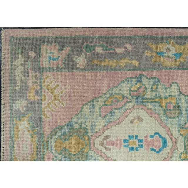 Turkish Oushak Runner Rug 3'5" x 10'1" For Sale - Image 4 of 4