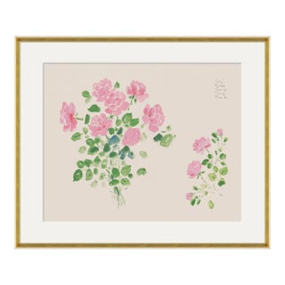 Rose Bouquet Art Print in Gold Frame by Paule Marrot For Sale