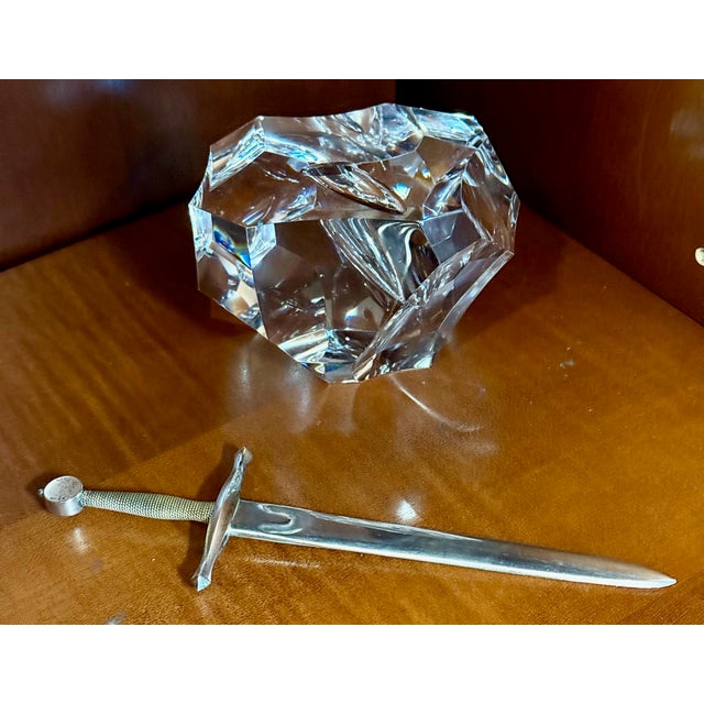 Steuben Steuben Excalibur Sword in the Stone Crystal Sculpture For Sale - Image 4 of 8