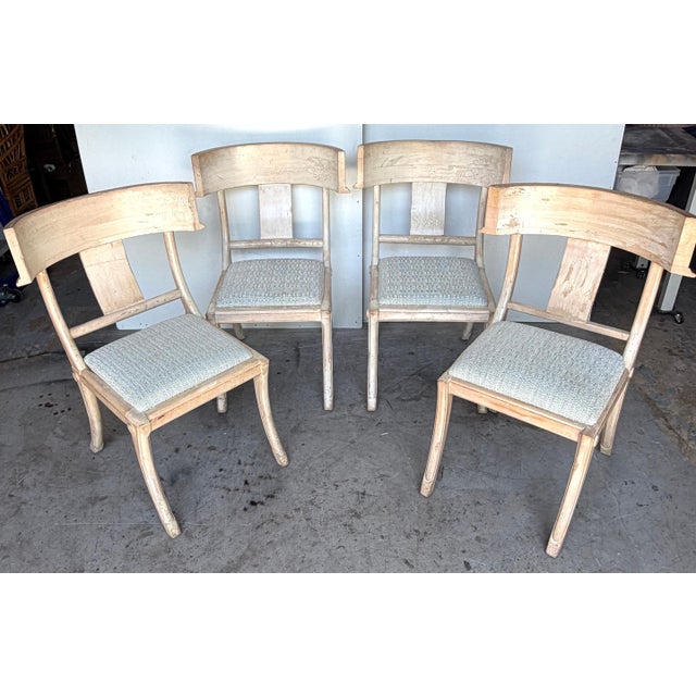 White Set of Four Neoclassical Grey-White Polychromed Klismos Chairs Late 20th C. For Sale - Image 8 of 15