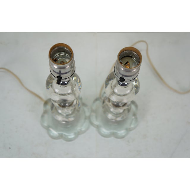 Mid 20th Century Hollywood Regency Stacked Crystal Prism Vanity Boudoir Lamps 11" For Sale - Image 6 of 13