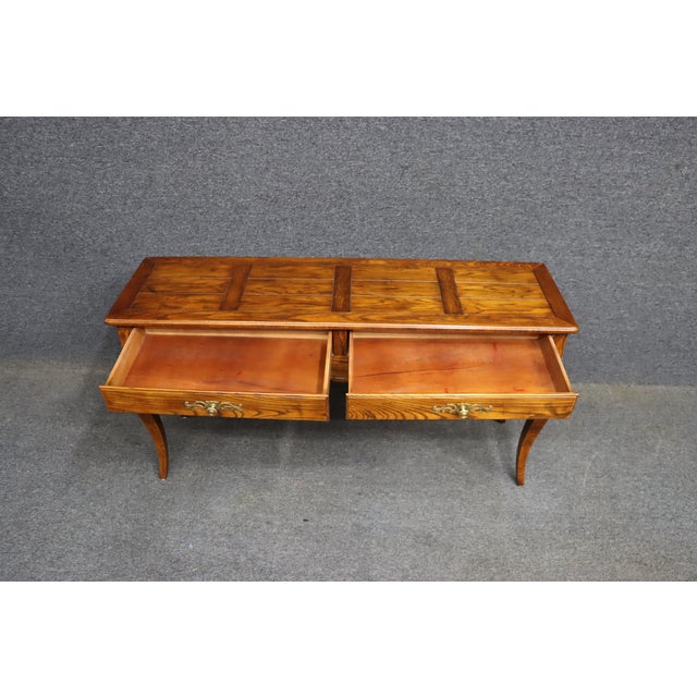 Henredon Oak Console Table With Drawers For Sale - Image 9 of 14