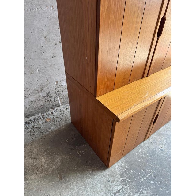 Tall Danish Teak Cabinet with Integrated Handles, 1970s For Sale - Image 6 of 8