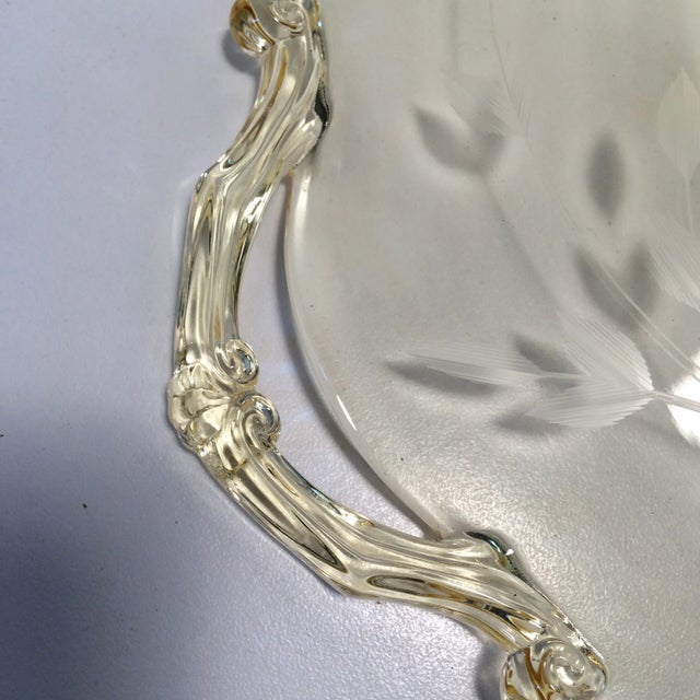 Yellow Floral Etched Lancaster Platter 1930's For Sale In Sacramento - Image 6 of 12