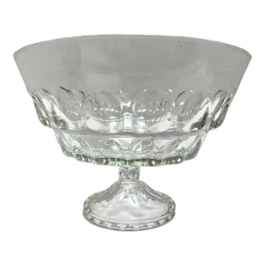 Large Midcentury Textured Pedestal Glass Bowl