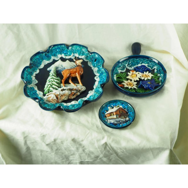 1950s French Vallauris Majolica Trompe l'Oeil Mountain Themed Wall Plates - Set of 3 For Sale - Image 10 of 10
